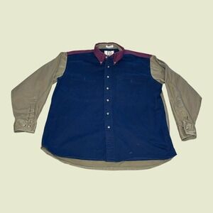 Vintage Sears Roebuck Co. Western Style Long Sleeve Color Block Shirt Mens LARGE